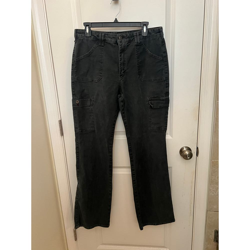 Pilcro Anthropologie Women's High Rise Cargo Denim Pants Black 32 Straight leg